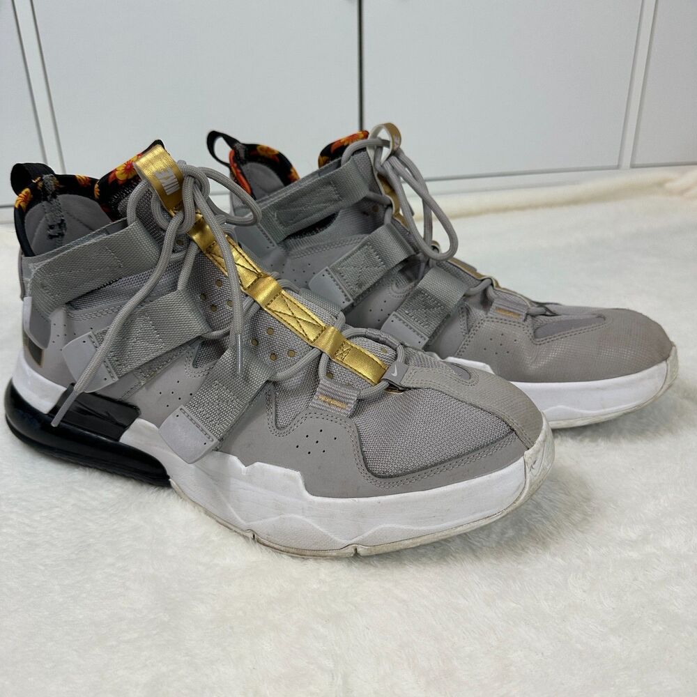 Nike Air Force Edge 270 Gel Mens 12 Grey Gold Floral Strap Sneakers CJ9713-002